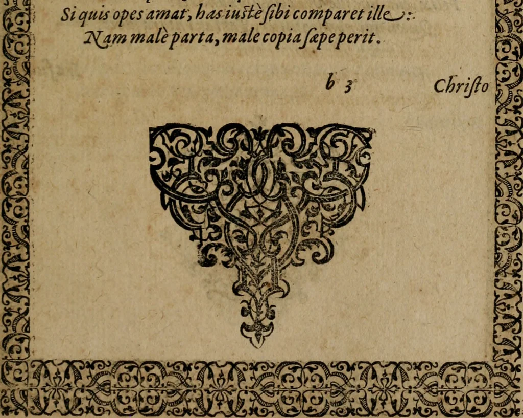 An illustration from Epigrammata Philippi Melanthonis selectiora : formvlis precvm, historiis, paraphrasi dictorum diuinorum, & sententijs grauissimis maxime insignia, 1583, leaf 414