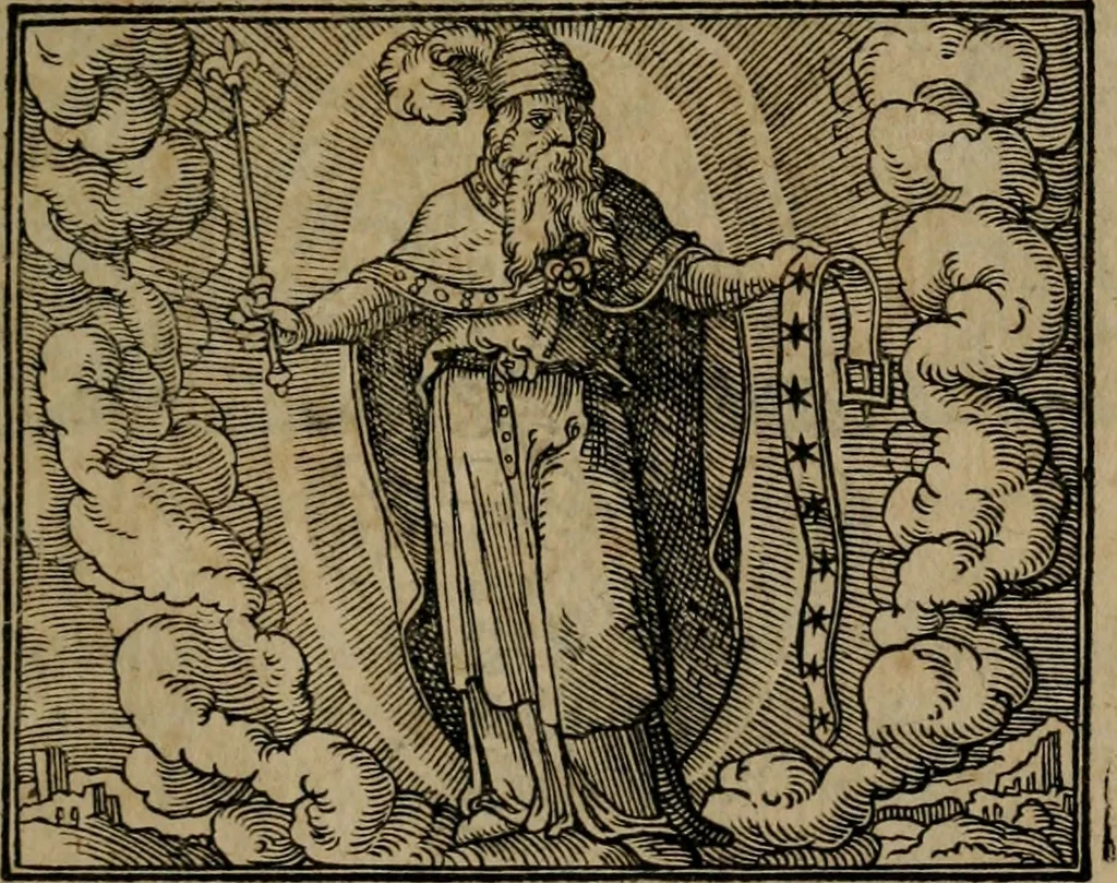 An illustration from Epigrammata Philippi Melanthonis selectiora : formvlis precvm, historiis, paraphrasi dictorum diuinorum, & sententijs grauissimis maxime insignia, 1583, leaf 444