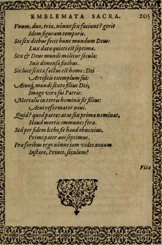 An illustration from Epigrammata Philippi Melanthonis selectiora : formvlis precvm, historiis, paraphrasi dictorum diuinorum, & sententijs grauissimis maxime insignia, 1583, leaf 448