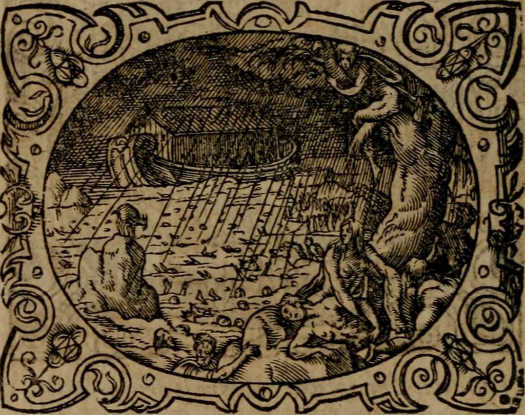 An illustration from Epigrammata Philippi Melanthonis selectiora : formvlis precvm, historiis, paraphrasi dictorum diuinorum, & sententijs grauissimis maxime insignia, 1583, leaf 451