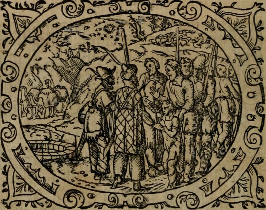 An illustration from Epigrammata Philippi Melanthonis selectiora : formvlis precvm, historiis, paraphrasi dictorum diuinorum, & sententijs grauissimis maxime insignia, 1583, leaf 461
