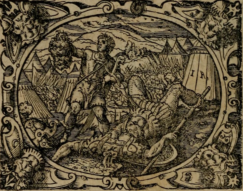 An illustration from Epigrammata Philippi Melanthonis selectiora : formvlis precvm, historiis, paraphrasi dictorum diuinorum, & sententijs grauissimis maxime insignia, 1583, leaf 467