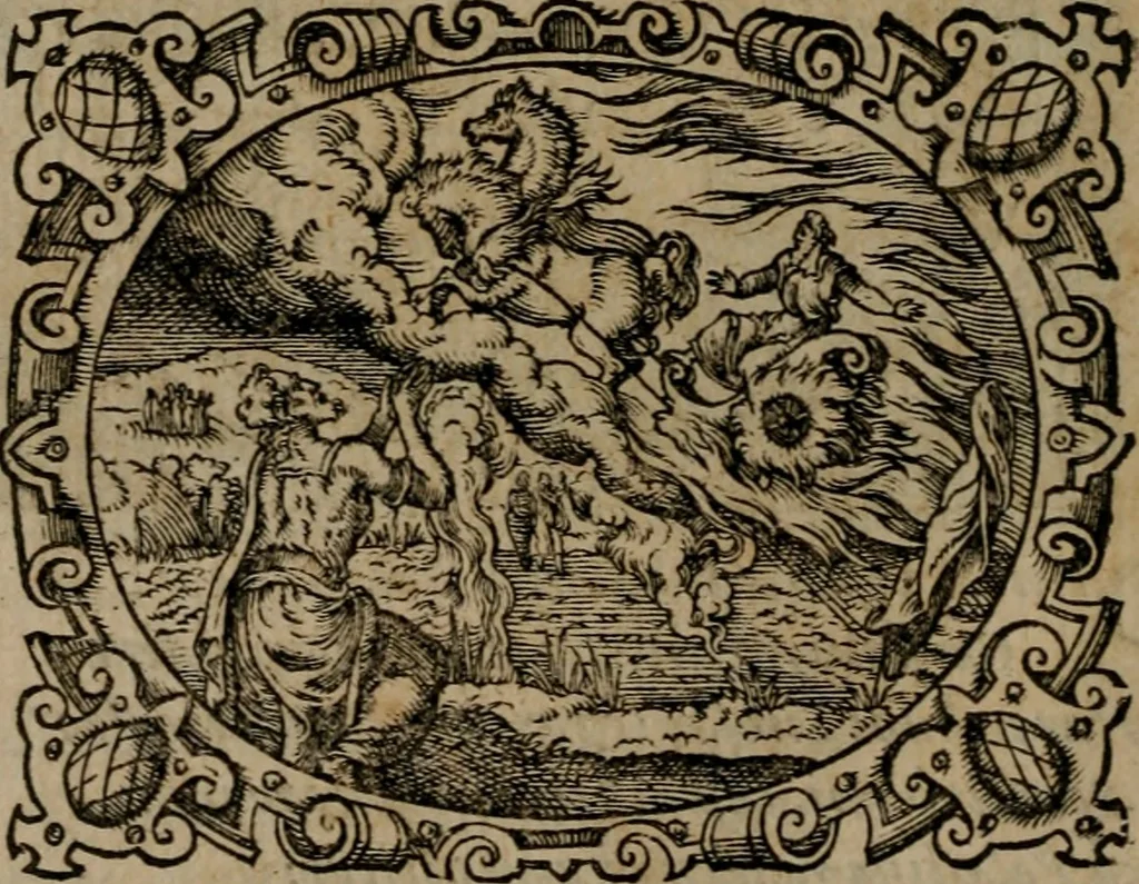 An illustration from Epigrammata Philippi Melanthonis selectiora : formvlis precvm, historiis, paraphrasi dictorum diuinorum, & sententijs grauissimis maxime insignia, 1583, leaf 469