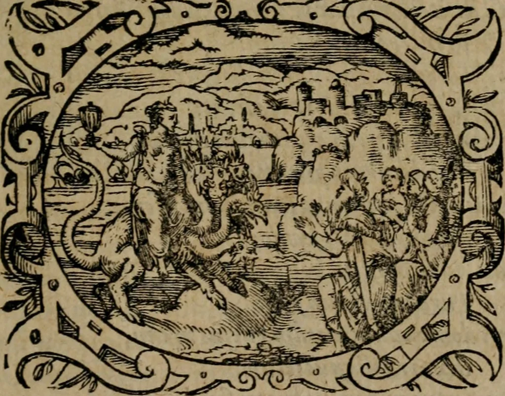 An illustration from Epigrammata Philippi Melanthonis selectiora : formvlis precvm, historiis, paraphrasi dictorum diuinorum, & sententijs grauissimis maxime insignia, 1583, leaf 470