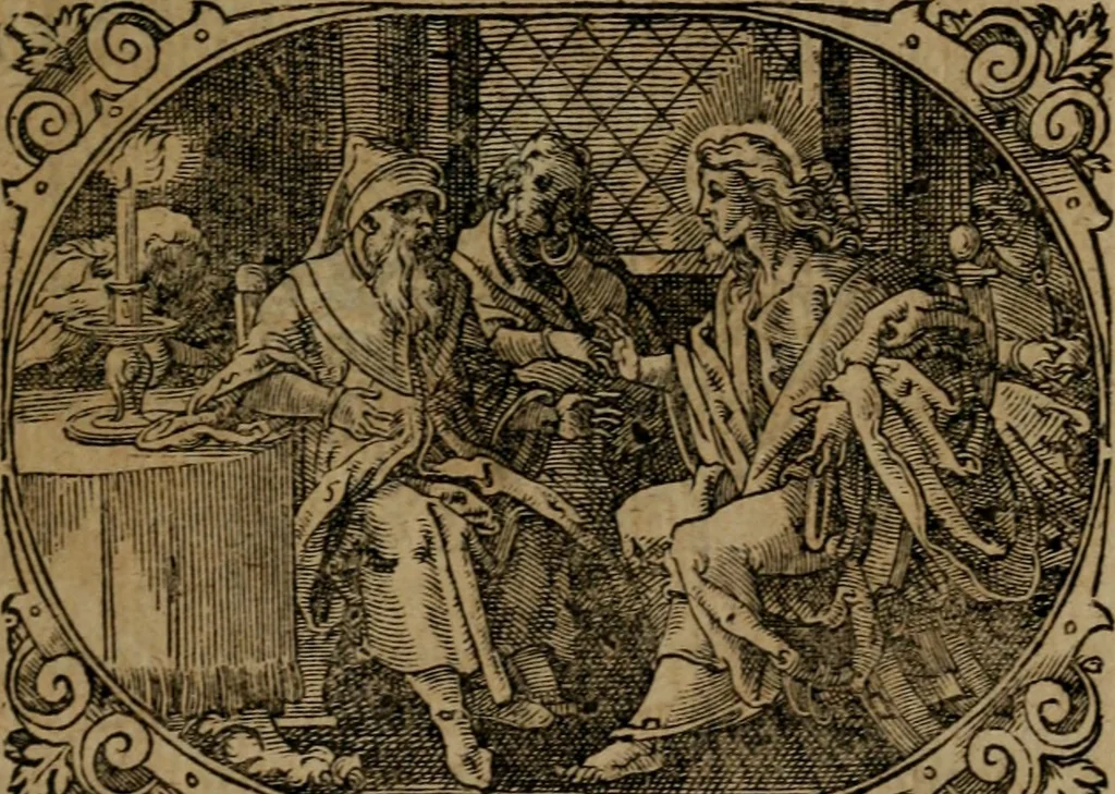 An illustration from Epigrammata Philippi Melanthonis selectiora : formvlis precvm, historiis, paraphrasi dictorum diuinorum, & sententijs grauissimis maxime insignia, 1583, leaf 482