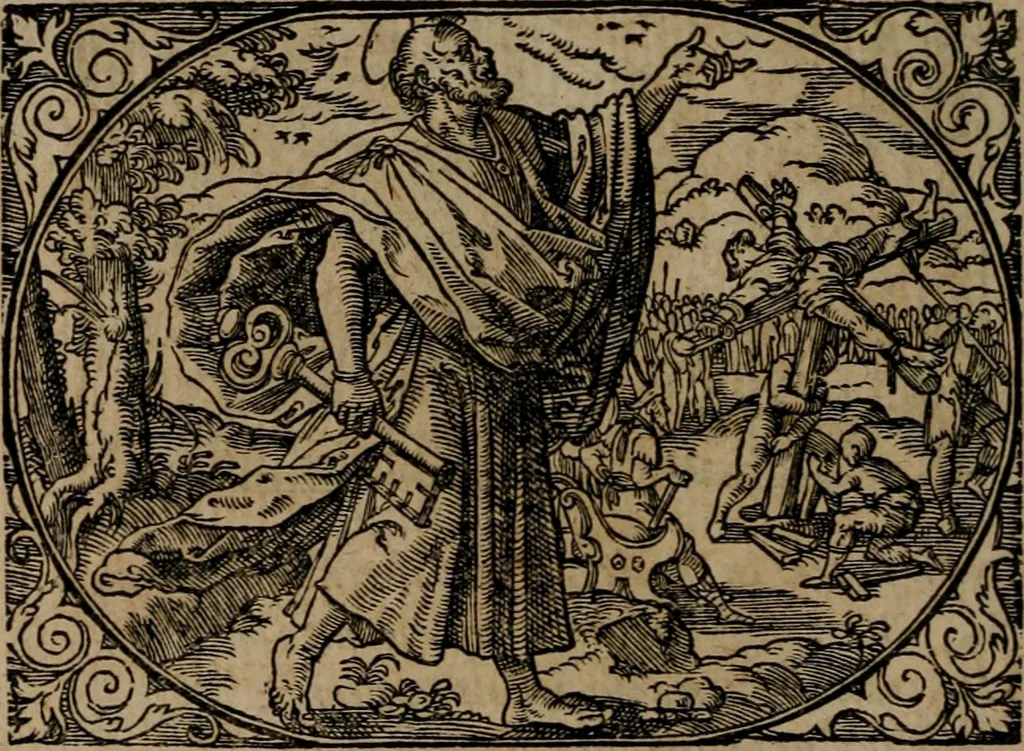 An illustration from Epigrammata Philippi Melanthonis selectiora : formvlis precvm, historiis, paraphrasi dictorum diuinorum, & sententijs grauissimis maxime insignia, 1583, leaf 491