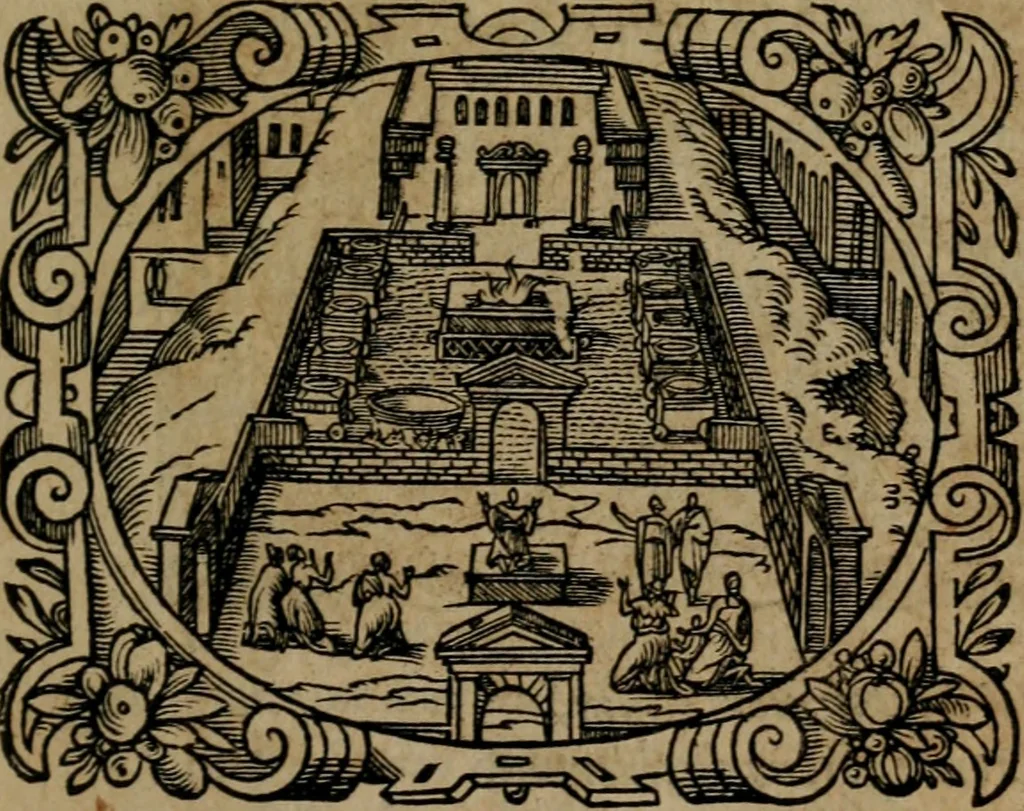 An illustration from Epigrammata Philippi Melanthonis selectiora : formvlis precvm, historiis, paraphrasi dictorum diuinorum, & sententijs grauissimis maxime insignia, 1583, leaf 50