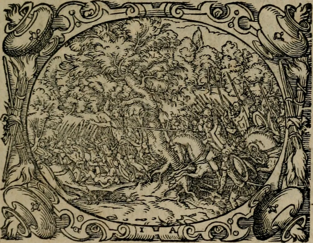 An illustration from Epigrammata Philippi Melanthonis selectiora : formvlis precvm, historiis, paraphrasi dictorum diuinorum, & sententijs grauissimis maxime insignia, 1583, leaf 66