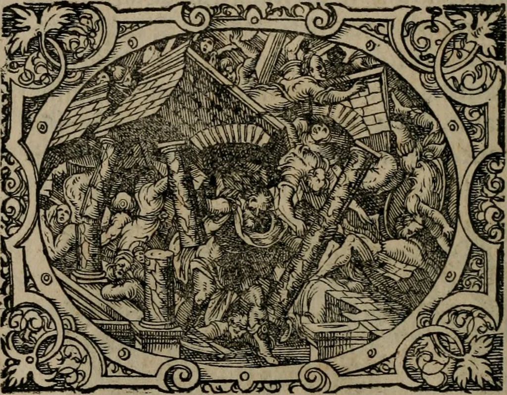 An illustration from Epigrammata Philippi Melanthonis selectiora : formvlis precvm, historiis, paraphrasi dictorum diuinorum, & sententijs grauissimis maxime insignia, 1583, leaf 67