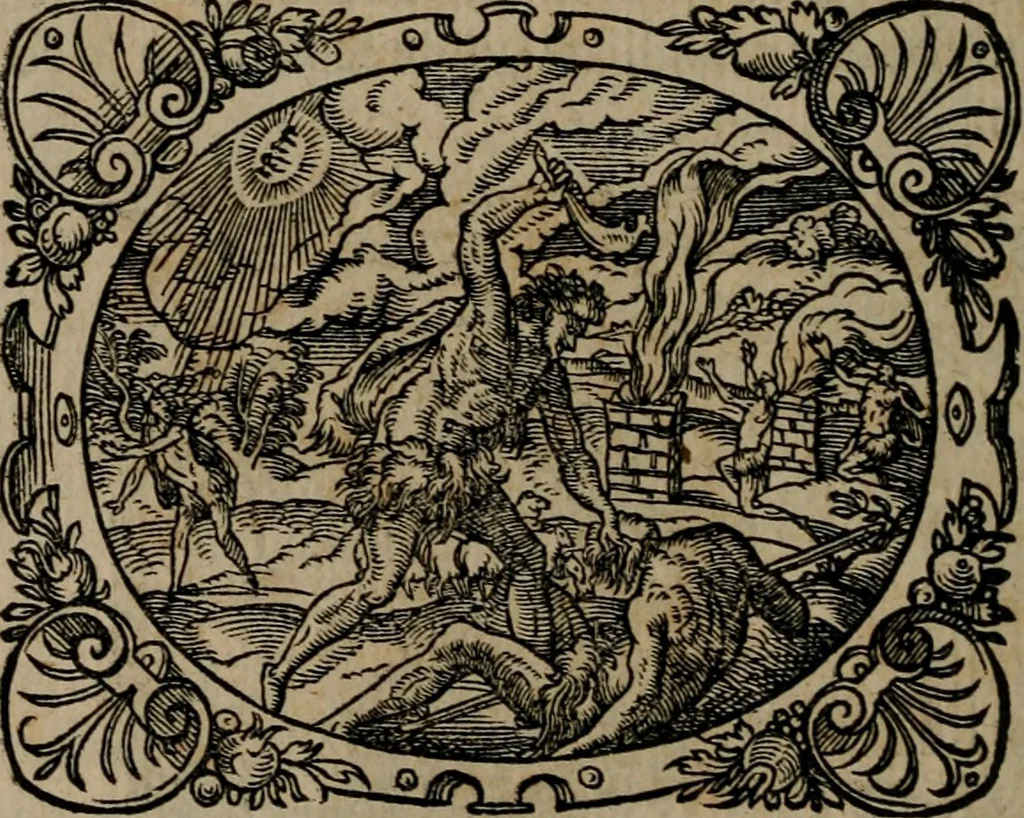 An illustration from Epigrammata Philippi Melanthonis selectiora : formvlis precvm, historiis, paraphrasi dictorum diuinorum, & sententijs grauissimis maxime insignia, 1583, leaf 73