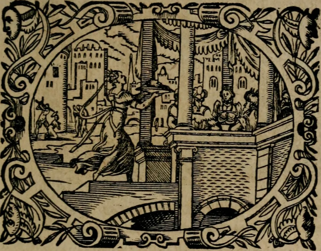 An illustration from Epigrammata Philippi Melanthonis selectiora : formvlis precvm, historiis, paraphrasi dictorum diuinorum, & sententijs grauissimis maxime insignia, 1583, leaf 78