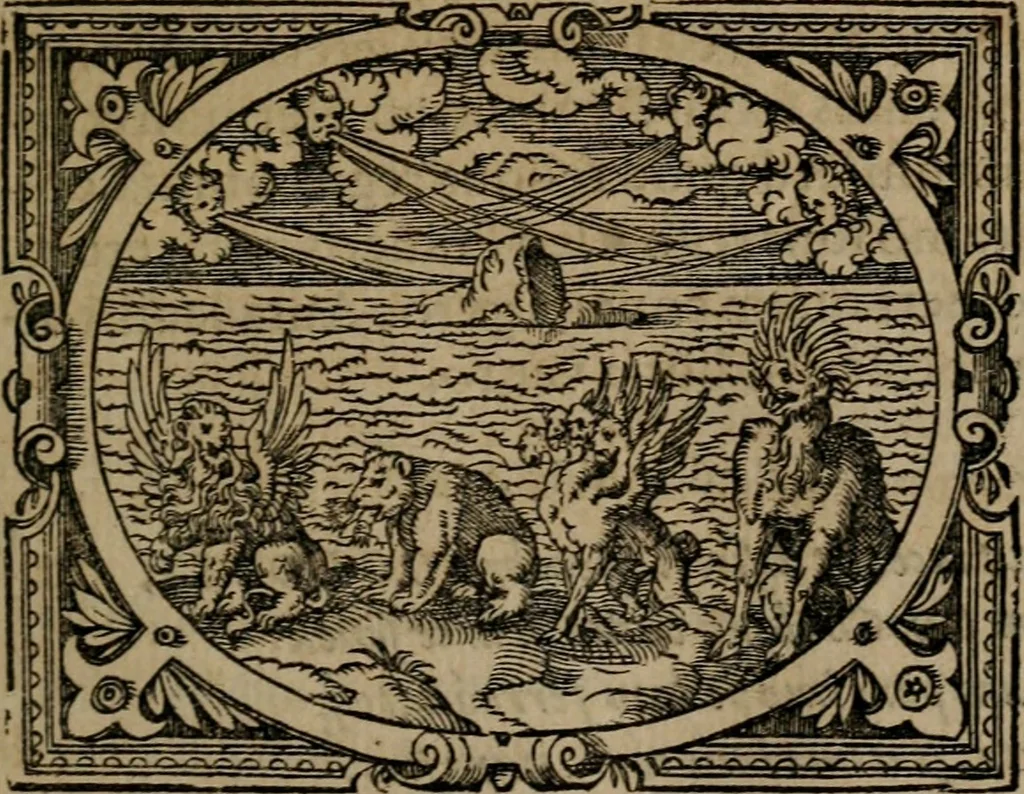 An illustration from Epigrammata Philippi Melanthonis selectiora : formvlis precvm, historiis, paraphrasi dictorum diuinorum, & sententijs grauissimis maxime insignia, 1583, leaf 84