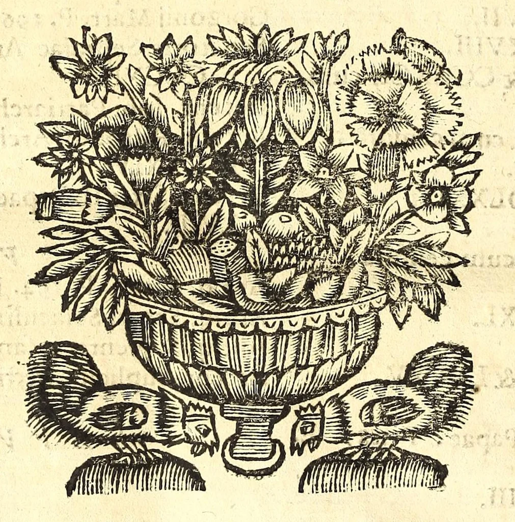 An illustration from Epigraphica, siue, Elogia inscriptionesque quoduis genus pangendi ratio : vbi de inscribendis tabulis, symbolis, clypeis, trophaeis, donarijs, obeliscis, aris, tumulis, musaeis, hortis, villis, fontibus, et si qua sunt alia huiusmodi monumenta, facili methodo dissertatur : subiectisque exemplis antiquis, ac recentibus : nonnullis etiam ex vtrisque nondum vilgatis praecepta dilucidantur, 1660, leaf 774