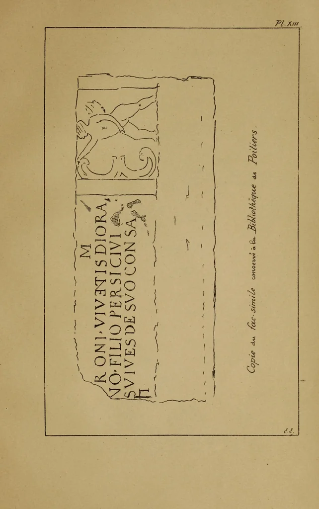 An illustration from Epigraphie romaine du Poitou & de la Saintonge, 1888, leaf 455