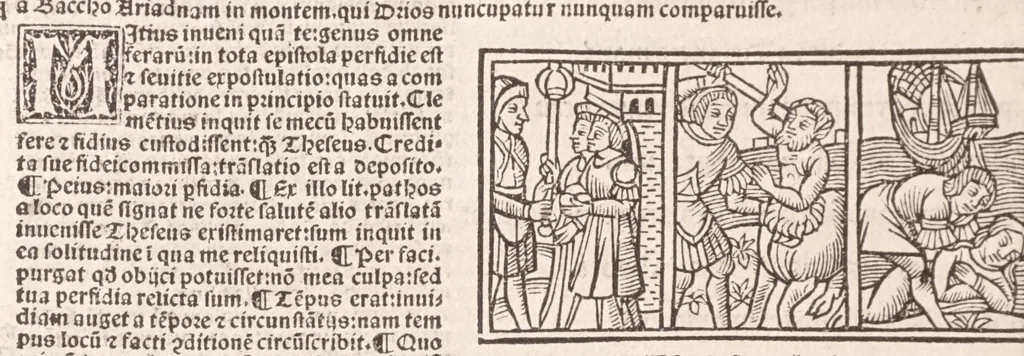 An illustration from Epistole Heroides Publii Ouidii Nasonis : dilgenti castgatione exculte, aptissimisq[ue] figuris ornate, 1536, leaf 106