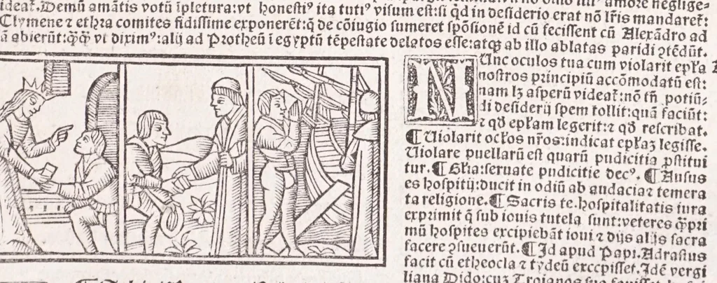 An illustration from Epistole Heroides Publii Ouidii Nasonis : dilgenti castgatione exculte, aptissimisq[ue] figuris ornate, 1536, leaf 161