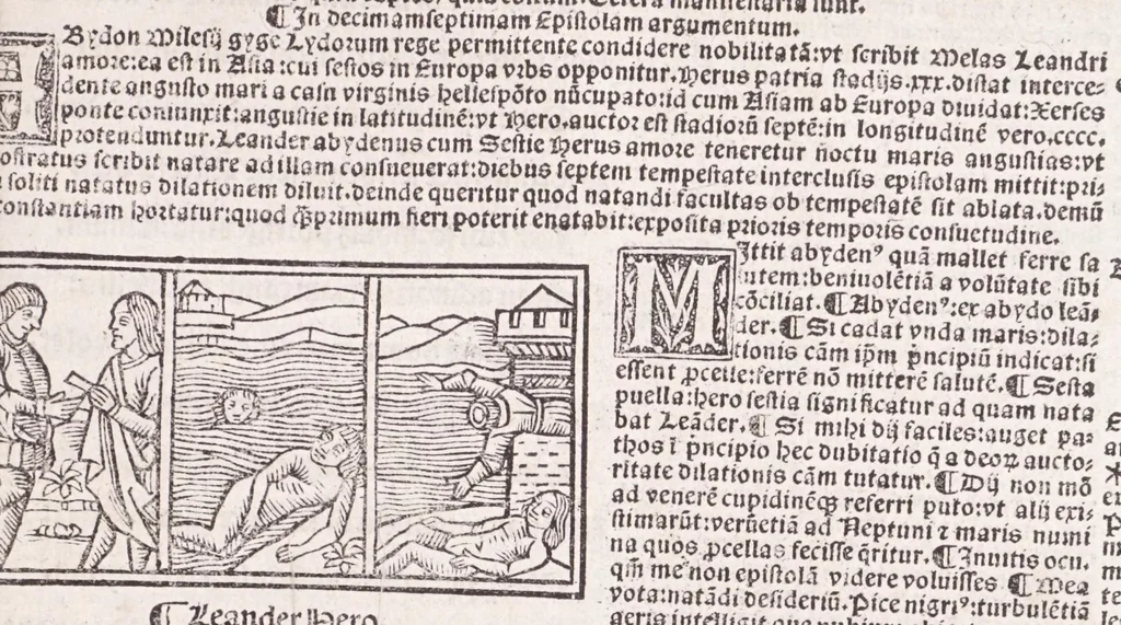 An illustration from Epistole Heroides Publii Ouidii Nasonis : dilgenti castgatione exculte, aptissimisq[ue] figuris ornate, 1536, leaf 173