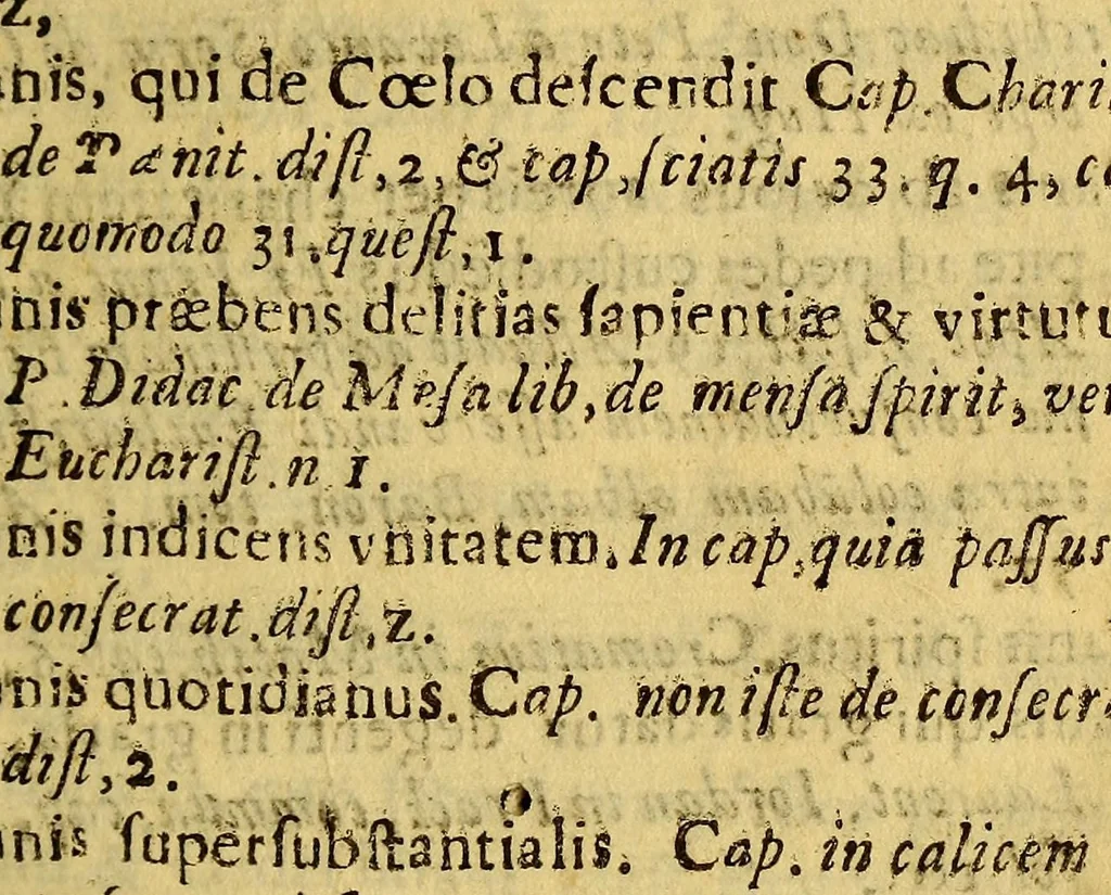An illustration from Epitheta, laudes, et encomia Divinae Eucharistiae, ex jure canonico, et Sanctis Patribus, ac alijs authoribus collecta, per Doct. D. Didacum Andream Rocha Hispalensem, Regalis Cancellariae Limensis, criminum quaestorem & iudicem., 1674, leaf 101