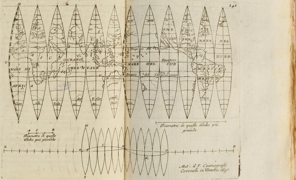 An illustration from Epitome cosmografica, o Compendiosa introduttione all'astronomia, geografia, & idrografia, : per l'uso, dilucidatione, e fabbrica delle sfere, globi, planisferj, astrolabj, e tavole geografiche, e particolarmente degli stampati, e spiegati nelle publiche lettioni, 1693, leaf 425