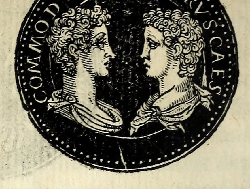An illustration from Epitome dv thresor des antiqvitez, c'est à dire, Pourtraits des vrayes medailles des empp. tant d'Orient que d'Occident, 1553, leaf 128