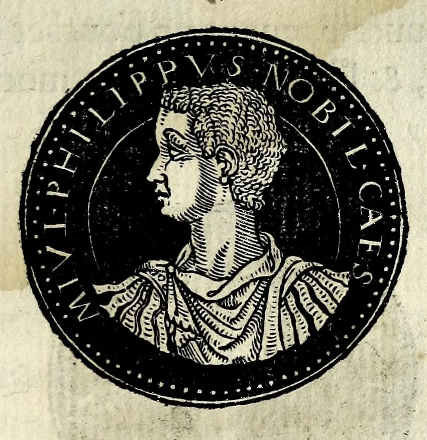An illustration from Epitome dv thresor des antiqvitez, c'est à dire, Pourtraits des vrayes medailles des empp. tant d'Orient que d'Occident, 1553, leaf 183