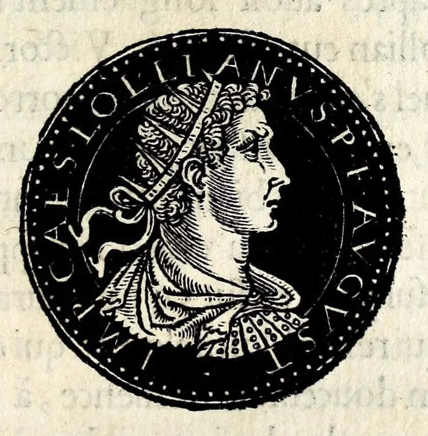 An illustration from Epitome dv thresor des antiqvitez, c'est à dire, Pourtraits des vrayes medailles des empp. tant d'Orient que d'Occident, 1553, leaf 197