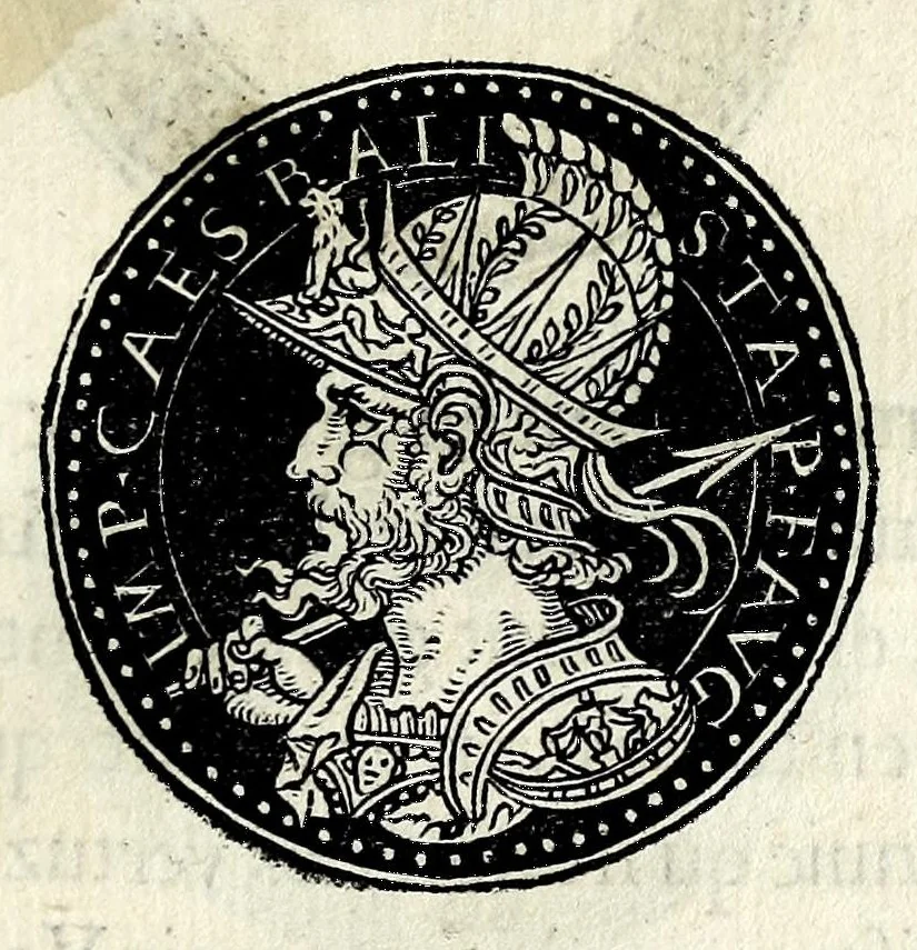 An illustration from Epitome dv thresor des antiqvitez, c'est à dire, Pourtraits des vrayes medailles des empp. tant d'Orient que d'Occident, 1553, leaf 205