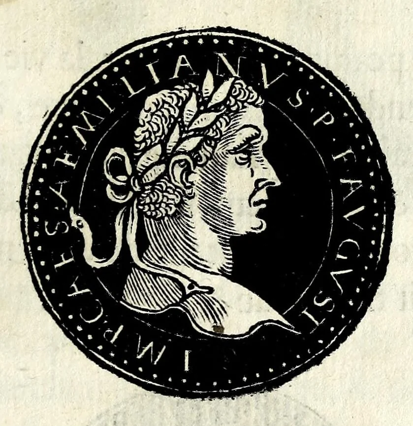An illustration from Epitome dv thresor des antiqvitez, c'est à dire, Pourtraits des vrayes medailles des empp. tant d'Orient que d'Occident, 1553, leaf 209
