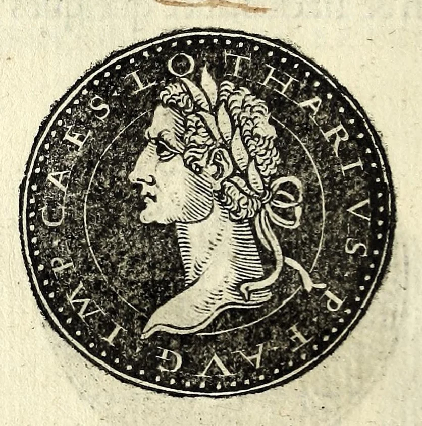 An illustration from Epitome dv thresor des antiqvitez, c'est à dire, Pourtraits des vrayes medailles des empp. tant d'Orient que d'Occident, 1553, leaf 380