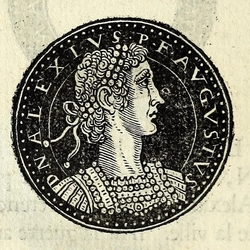 An illustration from Epitome dv thresor des antiqvitez, c'est à dire, Pourtraits des vrayes medailles des empp. tant d'Orient que d'Occident, 1553, leaf 384