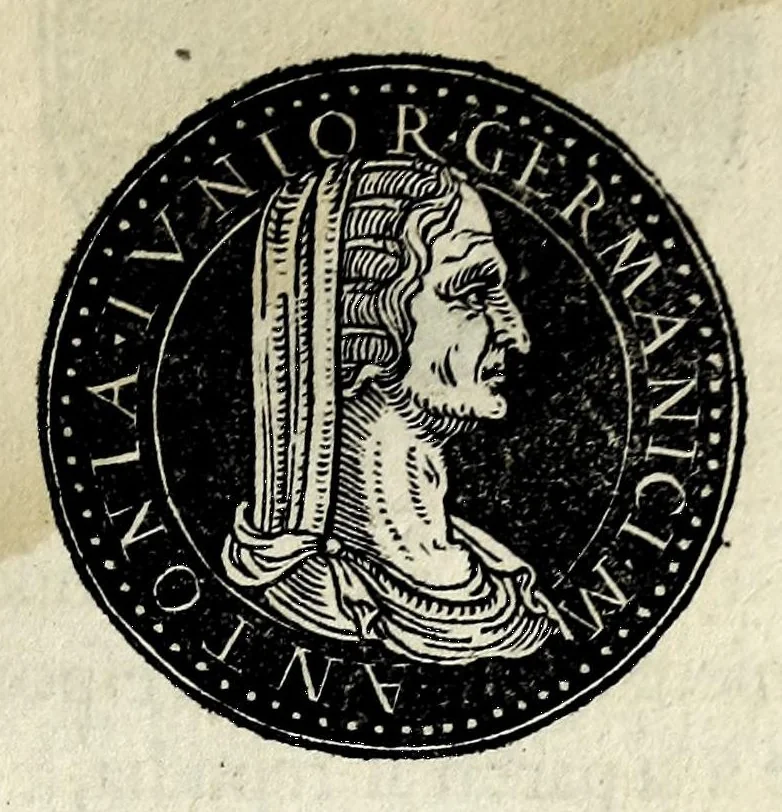 An illustration from Epitome dv thresor des antiqvitez, c'est à dire, Pourtraits des vrayes medailles des empp. tant d'Orient que d'Occident, 1553, leaf 65