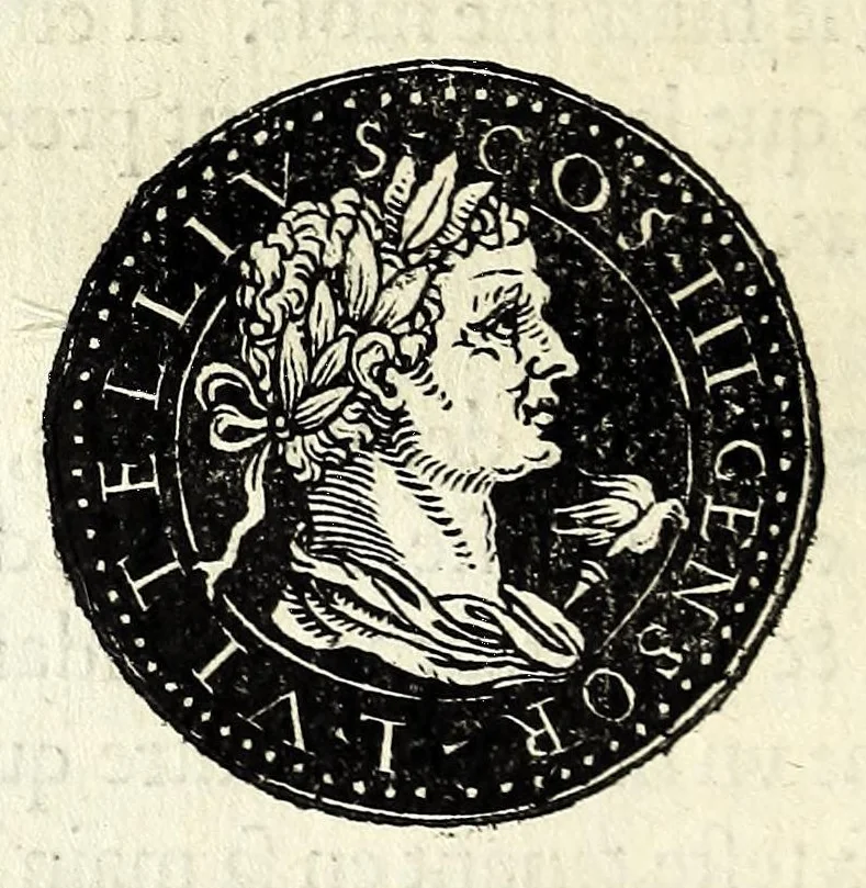 An illustration from Epitome dv thresor des antiqvitez, c'est à dire, Pourtraits des vrayes medailles des empp. tant d'Orient que d'Occident, 1553, leaf 86