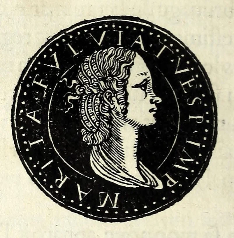 An illustration from Epitome dv thresor des antiqvitez, c'est à dire, Pourtraits des vrayes medailles des empp. tant d'Orient que d'Occident, 1553, leaf 98