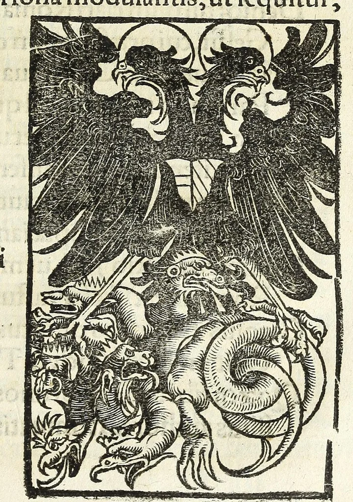 An illustration from Epitome regii ac vetvstissimi ortus sacrae caesarae ac Catholic̜e maiestatis, serenissimi quoq[ue] principis & domini, Dn. Ferdinandi, Vngariae ac Bohemiae regis, omniumq[ue] archiducum Austriae, ac Habsburgensium comitum, 1530, leaf 109