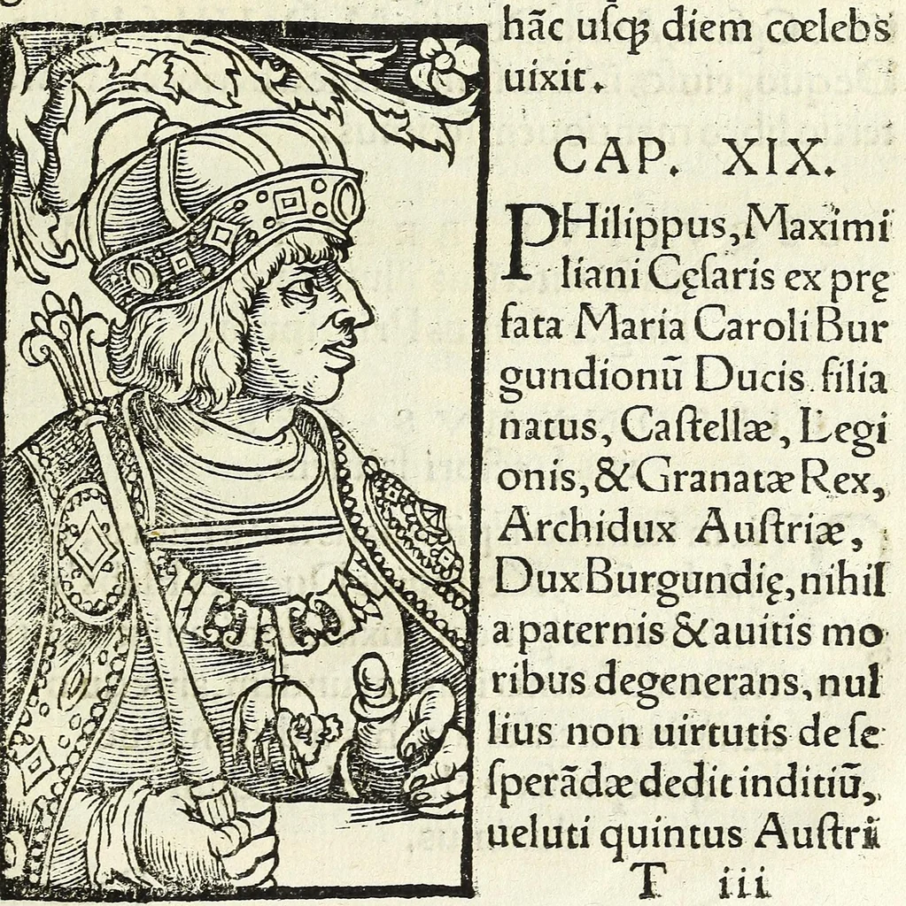 An illustration from Epitome regii ac vetvstissimi ortus sacrae caesarae ac Catholic̜e maiestatis, serenissimi quoq[ue] principis & domini, Dn. Ferdinandi, Vngariae ac Bohemiae regis, omniumq[ue] archiducum Austriae, ac Habsburgensium comitum, 1530, leaf 147