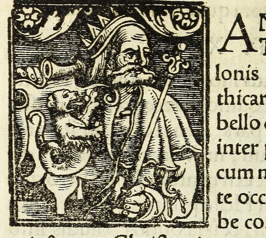 An illustration from Epitome regii ac vetvstissimi ortus sacrae caesarae ac Catholic̜e maiestatis, serenissimi quoq[ue] principis & domini, Dn. Ferdinandi, Vngariae ac Bohemiae regis, omniumq[ue] archiducum Austriae, ac Habsburgensium comitum, 1530, leaf 18
