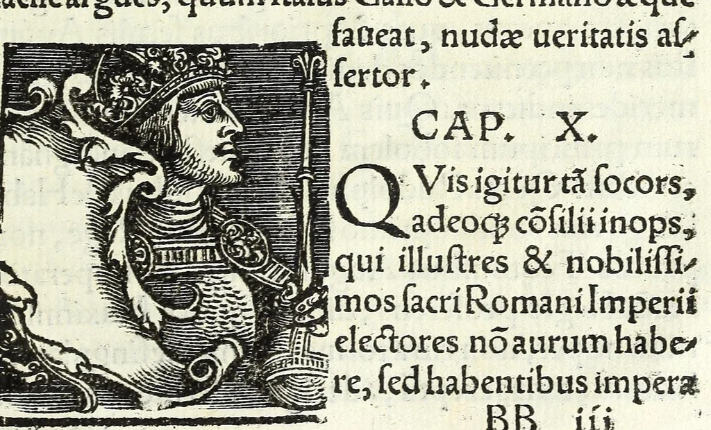 An illustration from Epitome regii ac vetvstissimi ortus sacrae caesarae ac Catholic̜e maiestatis, serenissimi quoq[ue] principis & domini, Dn. Ferdinandi, Vngariae ac Bohemiae regis, omniumq[ue] archiducum Austriae, ac Habsburgensium comitum, 1530, leaf 191