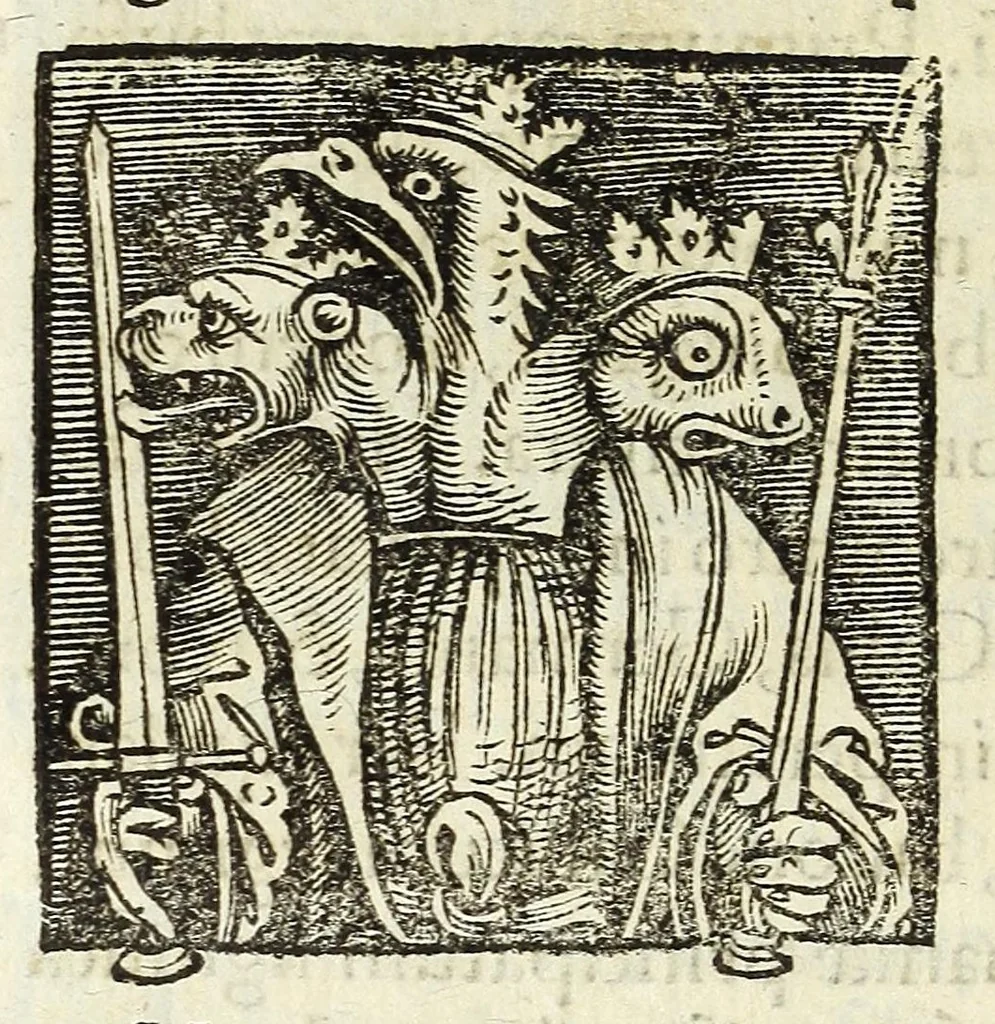 An illustration from Epitome regii ac vetvstissimi ortus sacrae caesarae ac Catholic̜e maiestatis, serenissimi quoq[ue] principis & domini, Dn. Ferdinandi, Vngariae ac Bohemiae regis, omniumq[ue] archiducum Austriae, ac Habsburgensium comitum, 1530, leaf 20