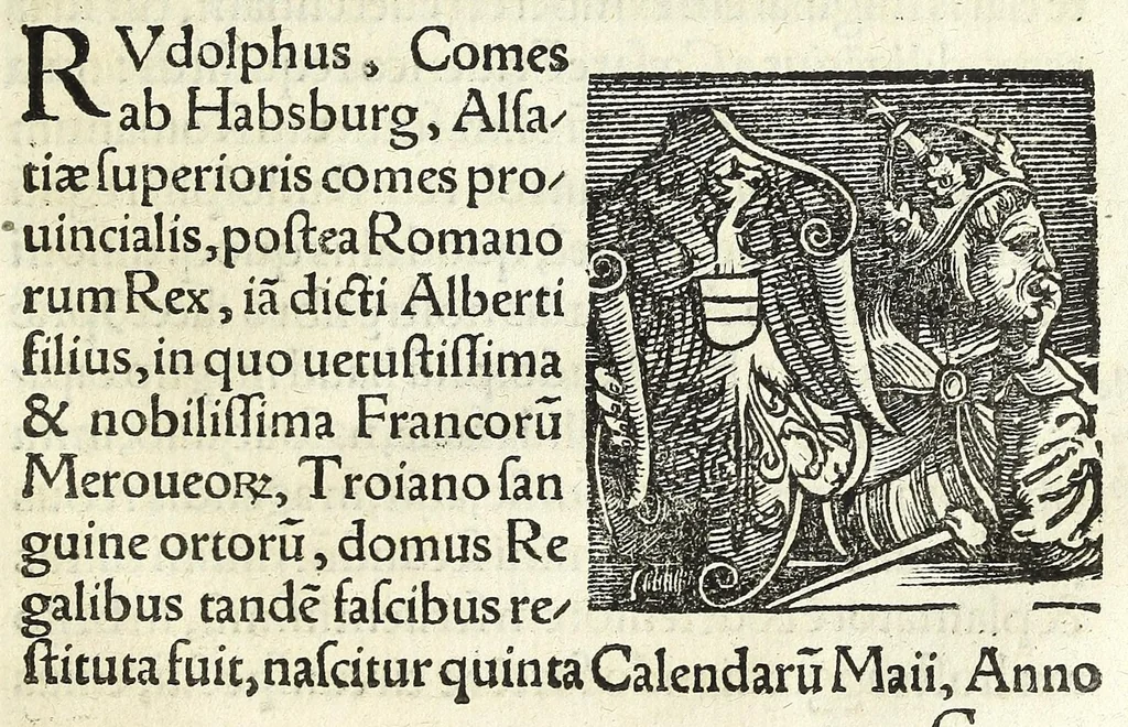 An illustration from Epitome regii ac vetvstissimi ortus sacrae caesarae ac Catholic̜e maiestatis, serenissimi quoq[ue] principis & domini, Dn. Ferdinandi, Vngariae ac Bohemiae regis, omniumq[ue] archiducum Austriae, ac Habsburgensium comitum, 1530, leaf 51