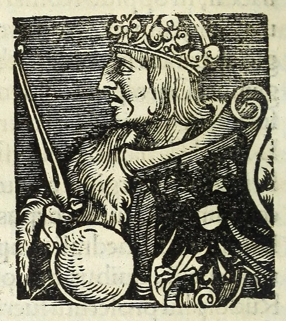 An illustration from Epitome regii ac vetvstissimi ortus sacrae caesarae ac Catholic̜e maiestatis, serenissimi quoq[ue] principis & domini, Dn. Ferdinandi, Vngariae ac Bohemiae regis, omniumq[ue] archiducum Austriae, ac Habsburgensium comitum, 1530, leaf 56