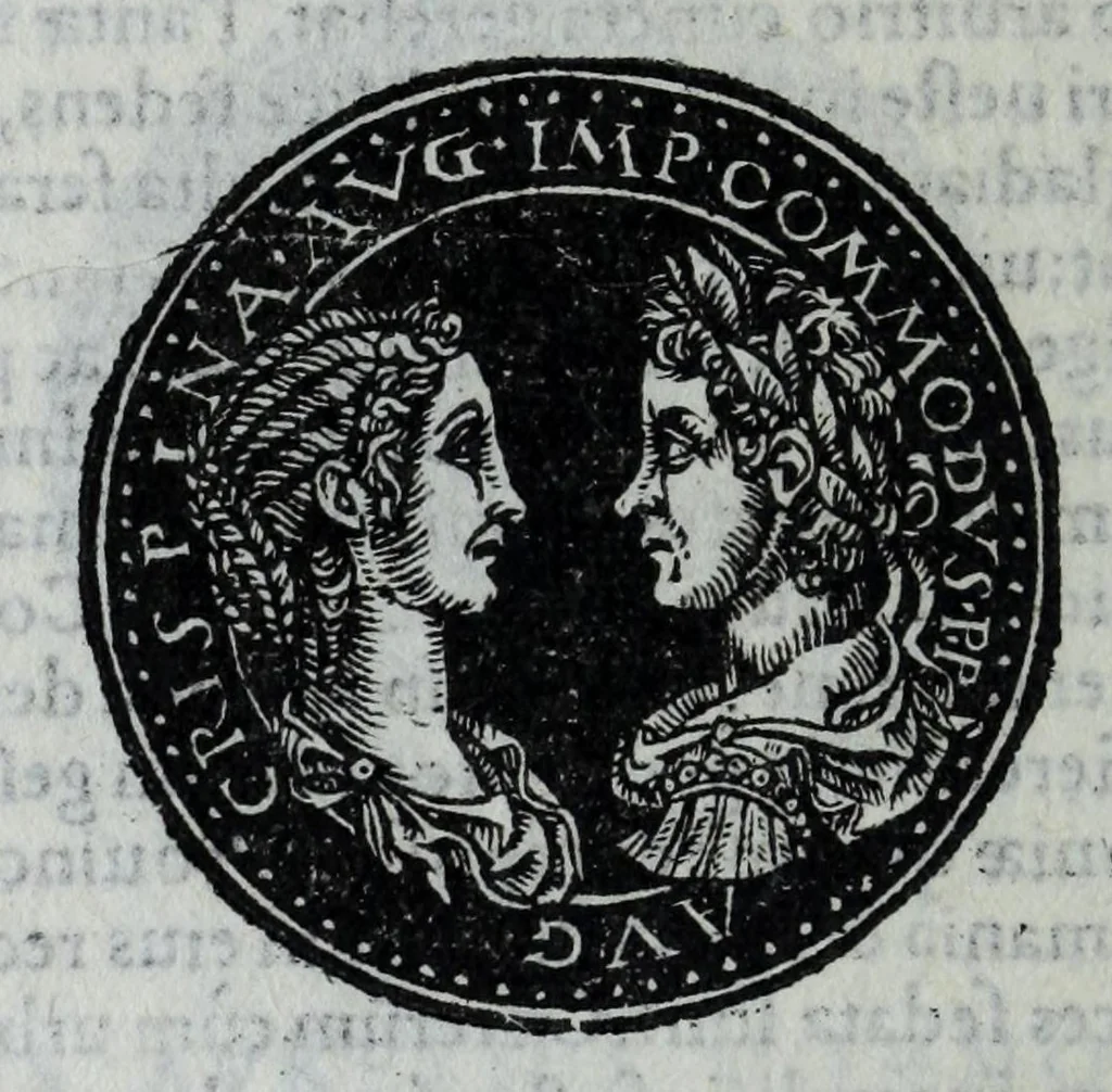 An illustration from Epitome thesavri antiqvitatvm, hoc est, Impp. Rom. orientalivm et occidentalivm iconum : ex antiquis numismatibus quam fidelissime deliniatarum, ex Musaeo Iacobi de Strada mantuani antiquarij, 1557, leaf 164