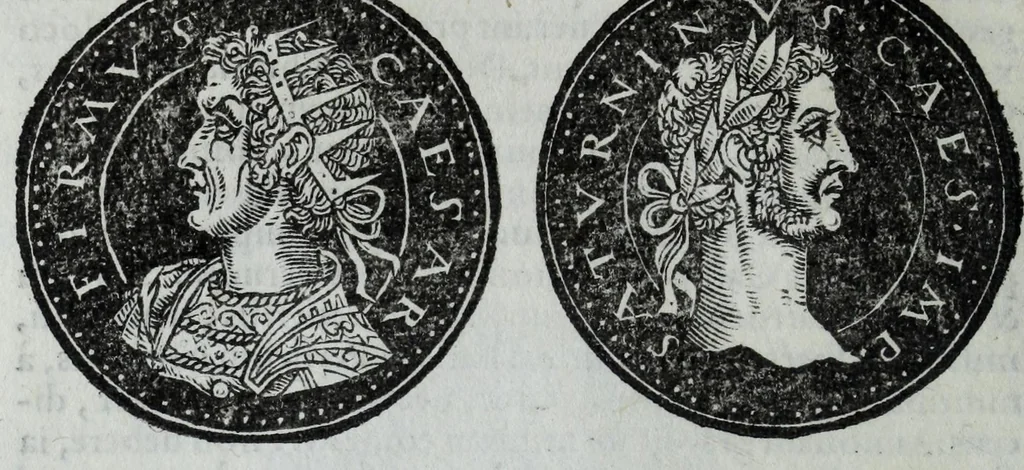 An illustration from Epitome thesavri antiqvitatvm, hoc est, Impp. Rom. orientalivm et occidentalivm iconum : ex antiquis numismatibus quam fidelissime deliniatarum, ex Musaeo Iacobi de Strada mantuani antiquarij, 1557, leaf 236