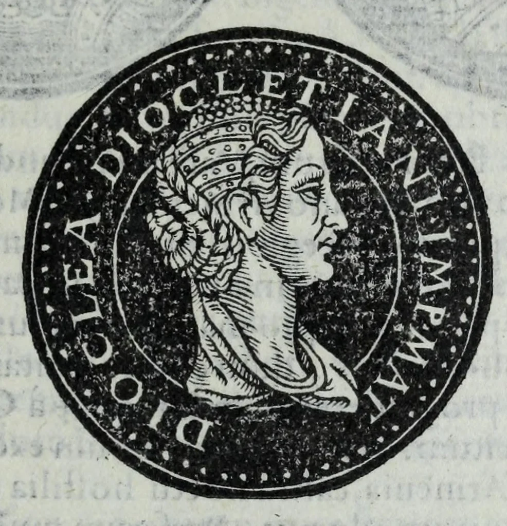 An illustration from Epitome thesavri antiqvitatvm, hoc est, Impp. Rom. orientalivm et occidentalivm iconum : ex antiquis numismatibus quam fidelissime deliniatarum, ex Musaeo Iacobi de Strada mantuani antiquarij, 1557, leaf 243