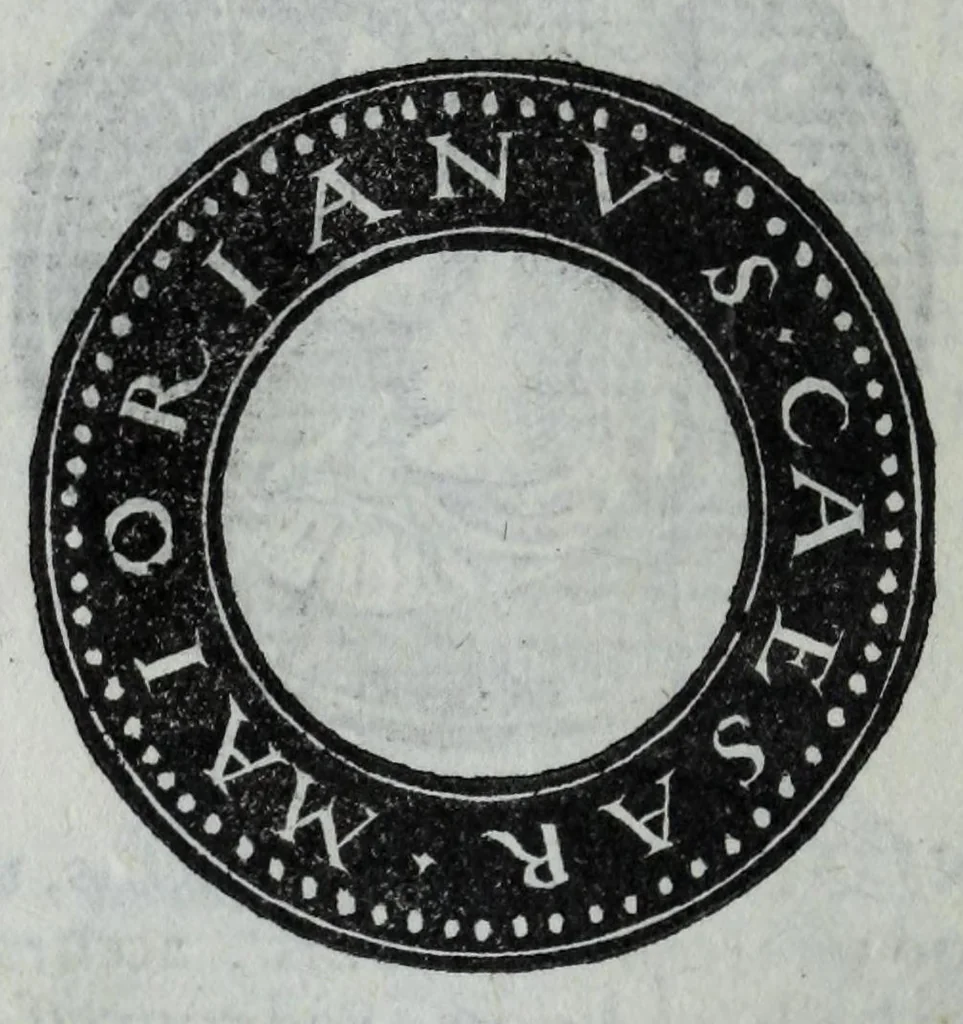 An illustration from Epitome thesavri antiqvitatvm, hoc est, Impp. Rom. orientalivm et occidentalivm iconum : ex antiquis numismatibus quam fidelissime deliniatarum, ex Musaeo Iacobi de Strada mantuani antiquarij, 1557, leaf 290
