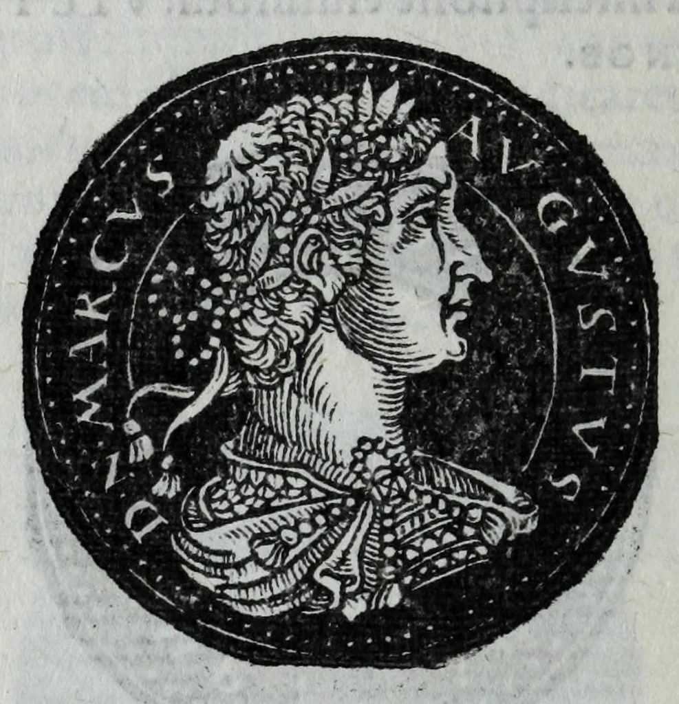 An illustration from Epitome thesavri antiqvitatvm, hoc est, Impp. Rom. orientalivm et occidentalivm iconum : ex antiquis numismatibus quam fidelissime deliniatarum, ex Musaeo Iacobi de Strada mantuani antiquarij, 1557, leaf 296