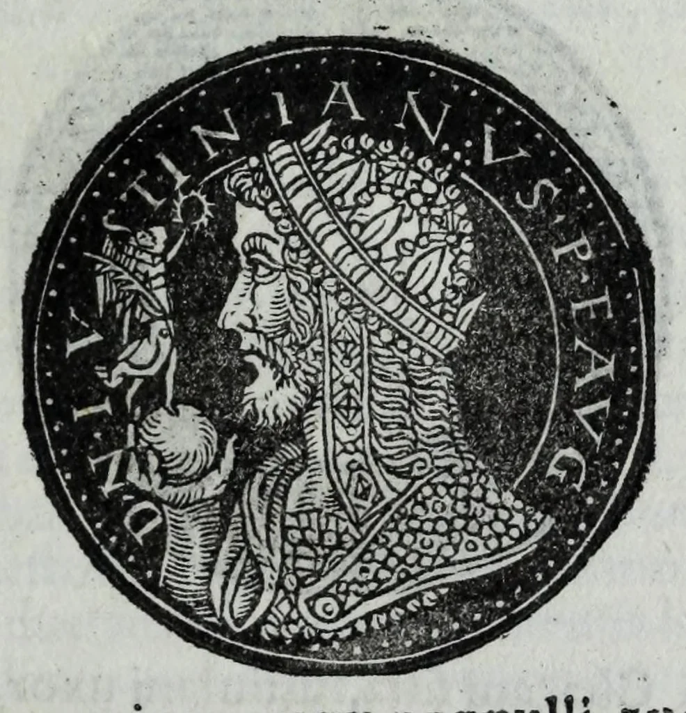 An illustration from Epitome thesavri antiqvitatvm, hoc est, Impp. Rom. orientalivm et occidentalivm iconum : ex antiquis numismatibus quam fidelissime deliniatarum, ex Musaeo Iacobi de Strada mantuani antiquarij, 1557, leaf 311