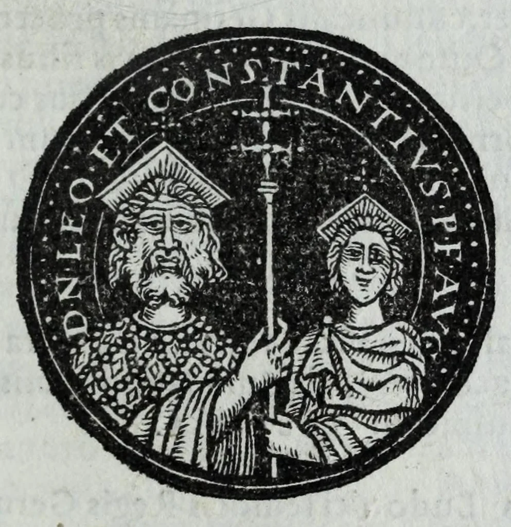 An illustration from Epitome thesavri antiqvitatvm, hoc est, Impp. Rom. orientalivm et occidentalivm iconum : ex antiquis numismatibus quam fidelissime deliniatarum, ex Musaeo Iacobi de Strada mantuani antiquarij, 1557, leaf 341