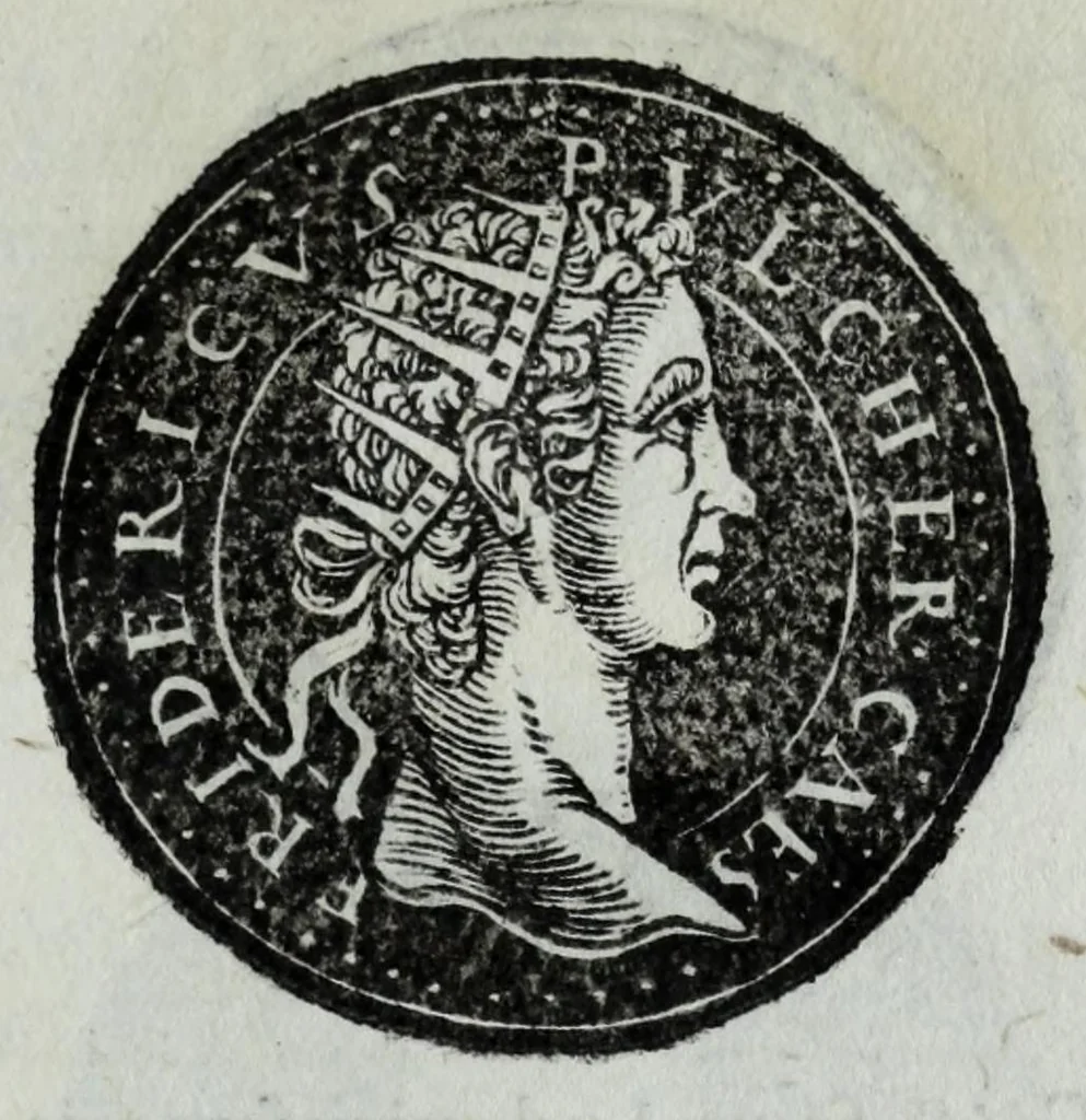 An illustration from Epitome thesavri antiqvitatvm, hoc est, Impp. Rom. orientalivm et occidentalivm iconum : ex antiquis numismatibus quam fidelissime deliniatarum, ex Musaeo Iacobi de Strada mantuani antiquarij, 1557, leaf 397