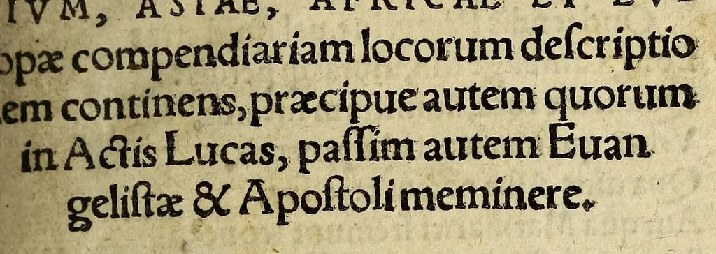 An illustration from Epitome trium terrae partium, Asiae, Africae et Europæ : compendiariam locorum descriptionem continens, præcipue autem quorum in Actis Lucas, passim autem euangelistæ & apostoli meminere. : Ab ipso authore dilige[n]ter recognita, & multis in locis aucta. : Cum addito in fronte libri elencho regionum, urbium, amnium, insularum, quoru[m] Nouo Testamento fit mentio, quo expeditius pius lector quæ uelit, inuenire queat., 1548, leaf 5