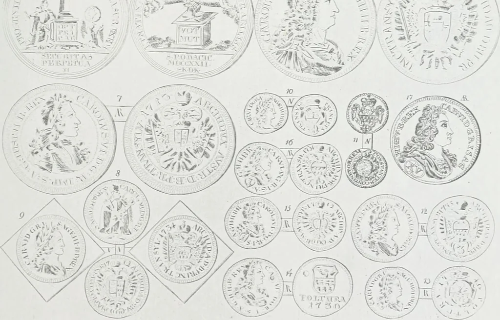 An illustration from Erdély érmei, képatlasszal. A.M. Tudom. Akadémia kiad, 1862, leaf 242